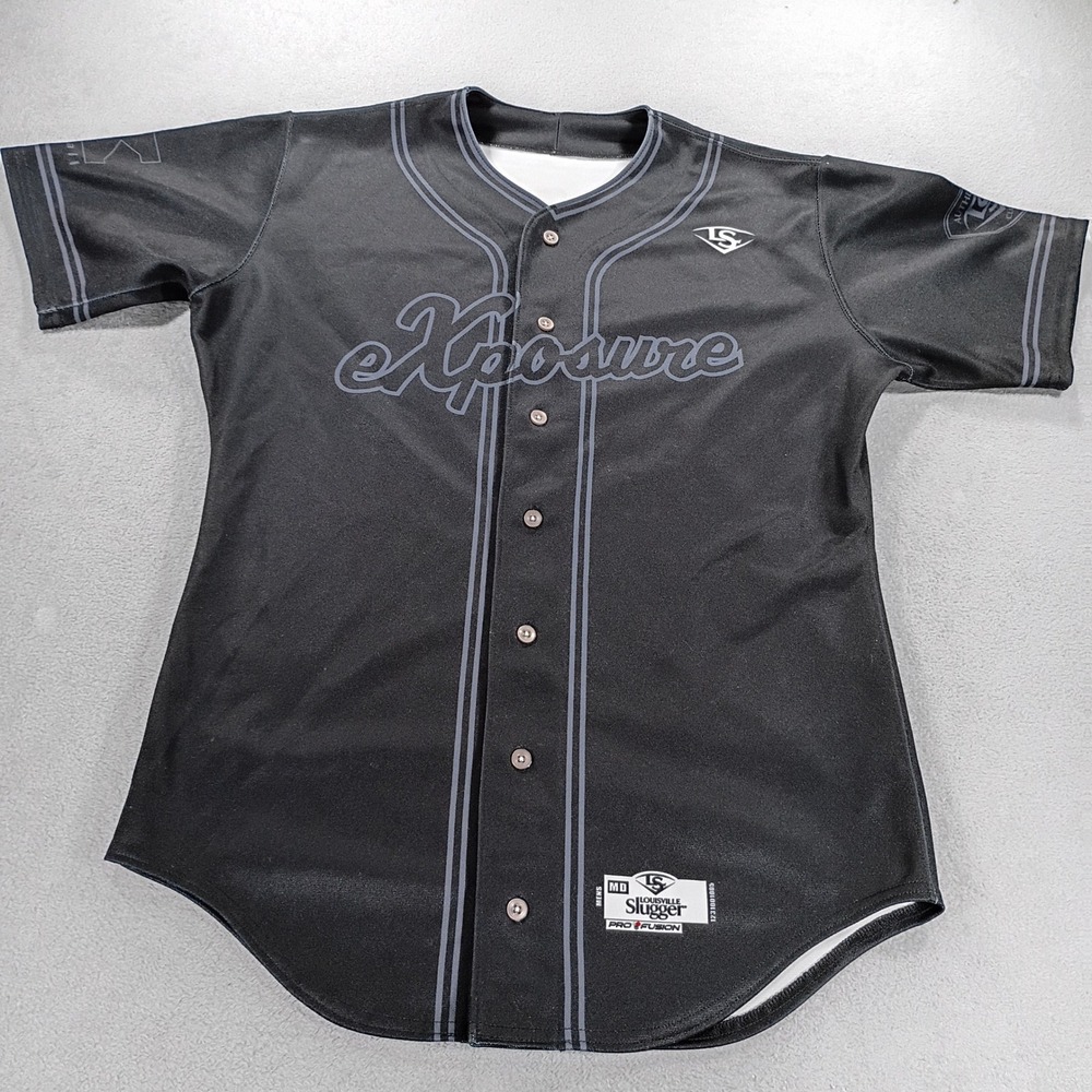 Louisville Slugger Mens Xposure Jersey Black Medium Pro Fusion Baseball